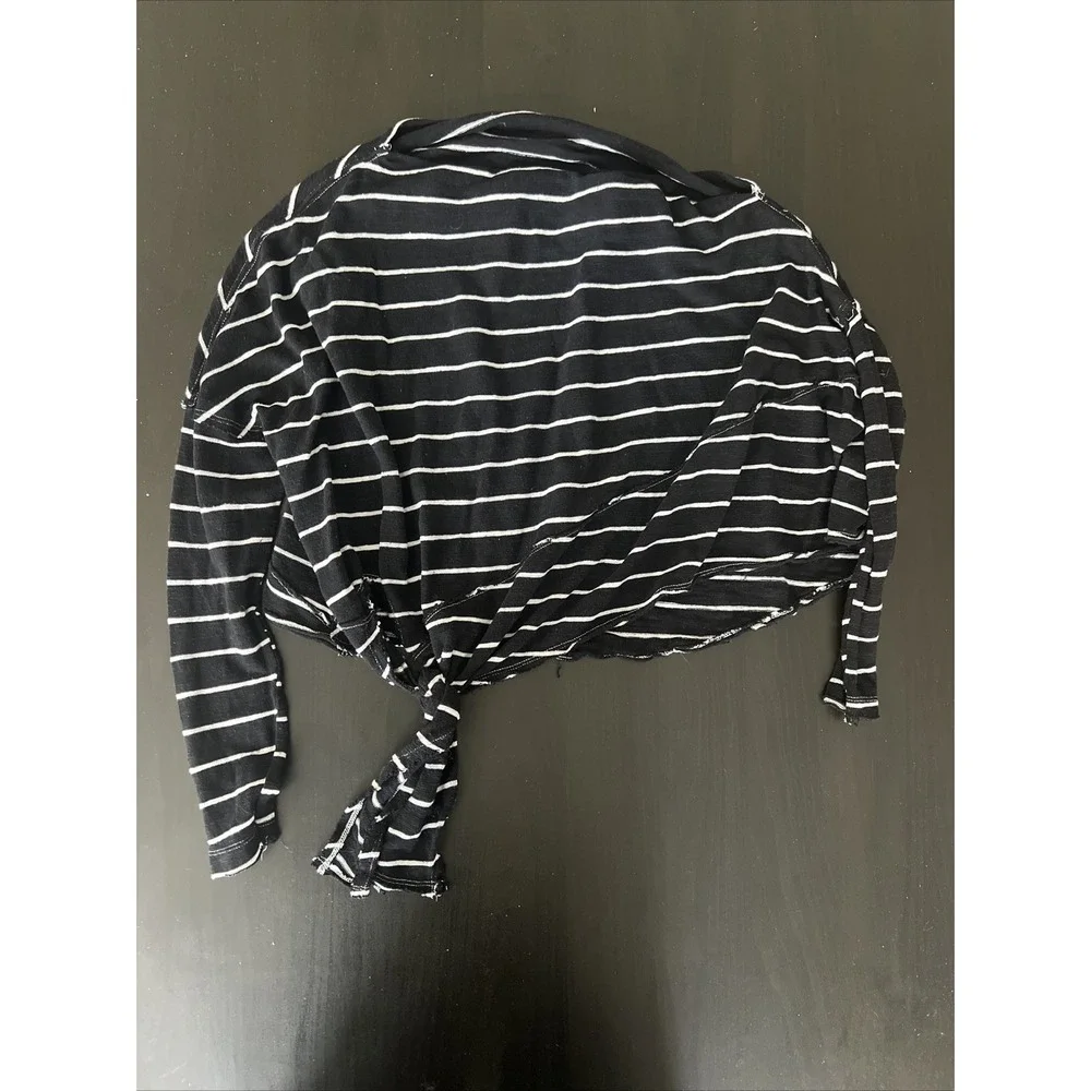 We The Free People Women Oversized XSmall Slouchy Off‎ Shoulder Striped Sweater